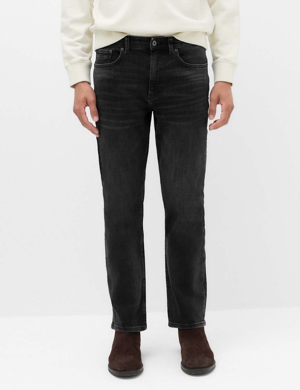 Marks & Spencer M&S Straight Fit Authentic Stretch Jeans Black Mix