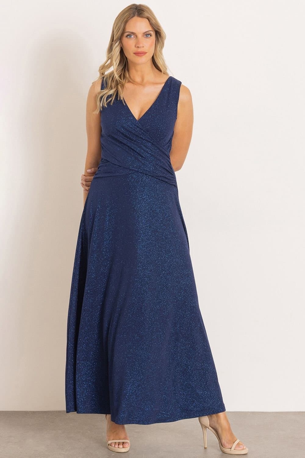 Klass. Klass. Women's Shimmer Sleeveless Maxi Dress in Midnight
