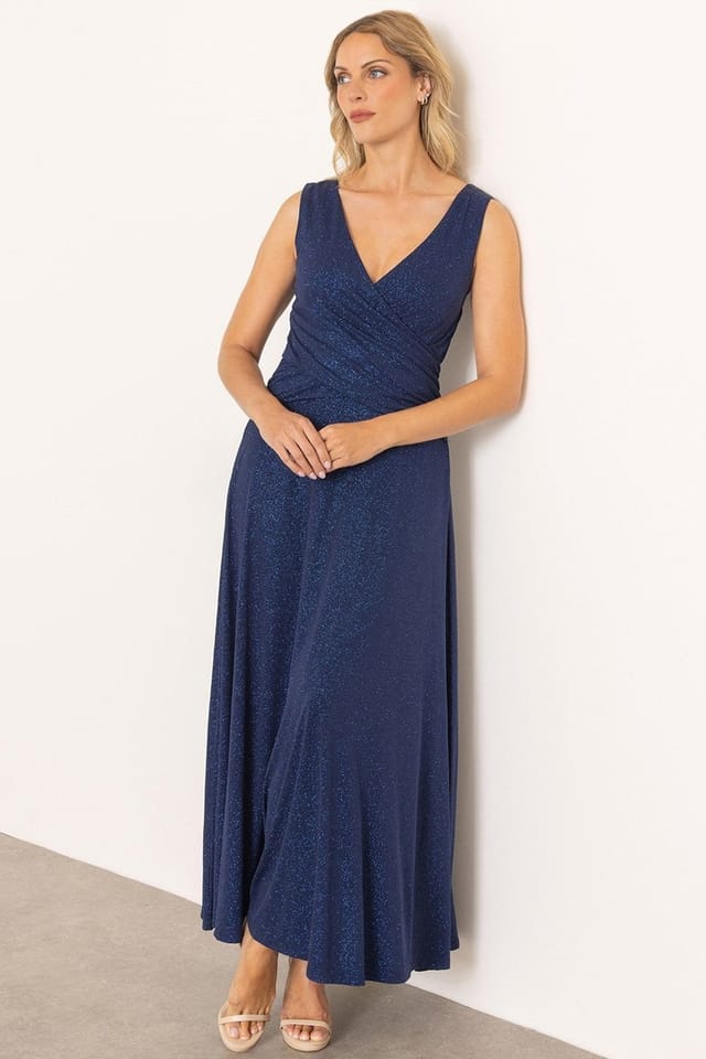 Klass. Klass. Women's Shimmer Sleeveless Maxi Dress in Midnight - 2