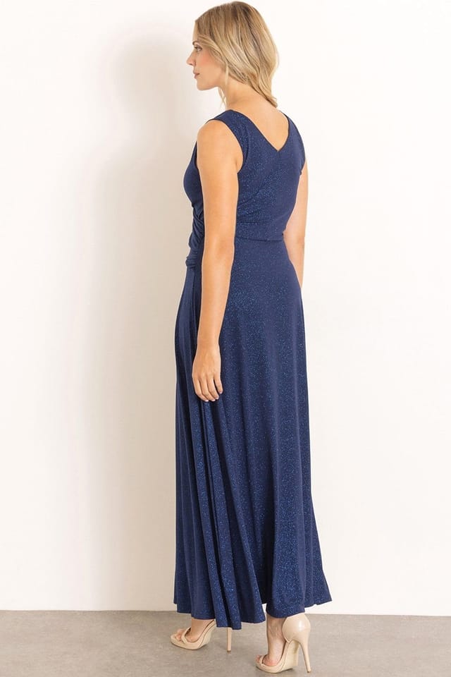 Klass. Klass. Women's Shimmer Sleeveless Maxi Dress in Midnight - 3