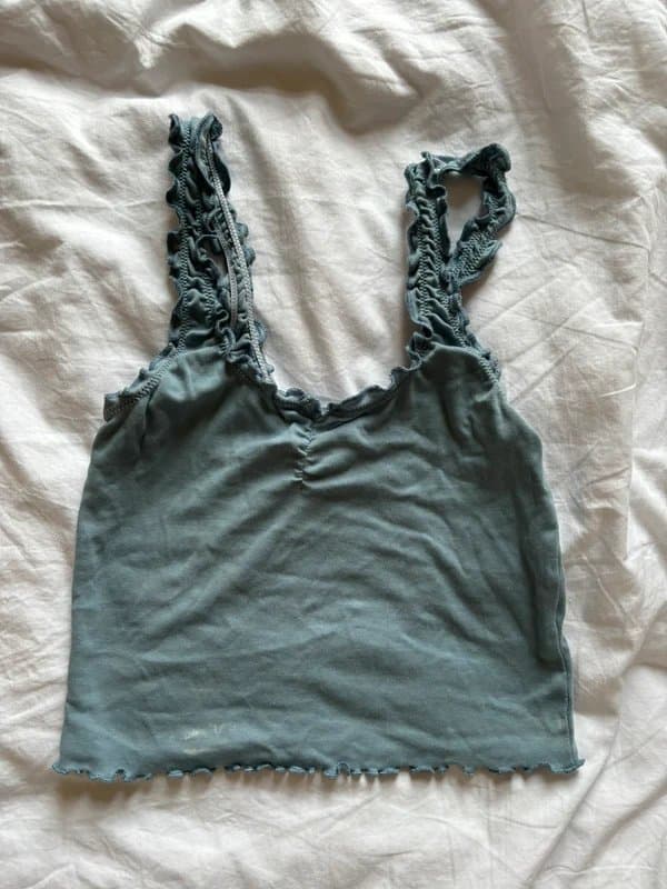 Topshop Teal blue ruffle cami