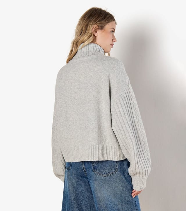 Apricot Women's Light Grey Cable Knit Roll Neck Jumper Apricot New Look - 3