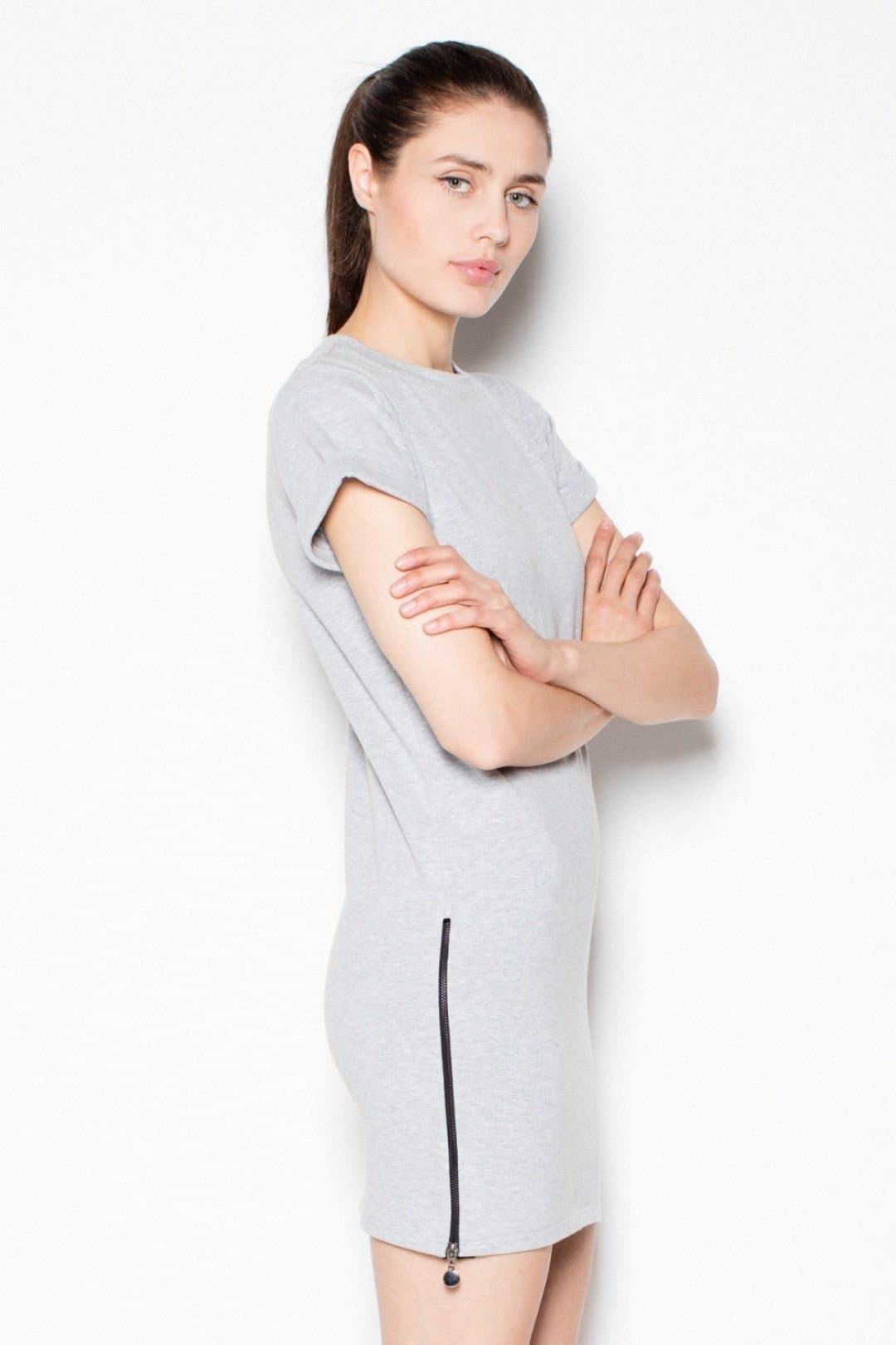 Love Lace Love Lace Women's Sweatshirt Knit Side Zipper Dress in Grey