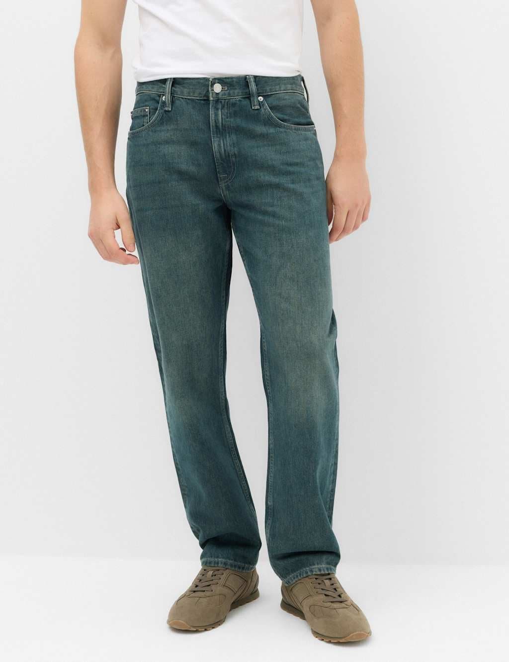Marks & Spencer M&S Relaxed Straight Fit Stretch Jeans Green Tint