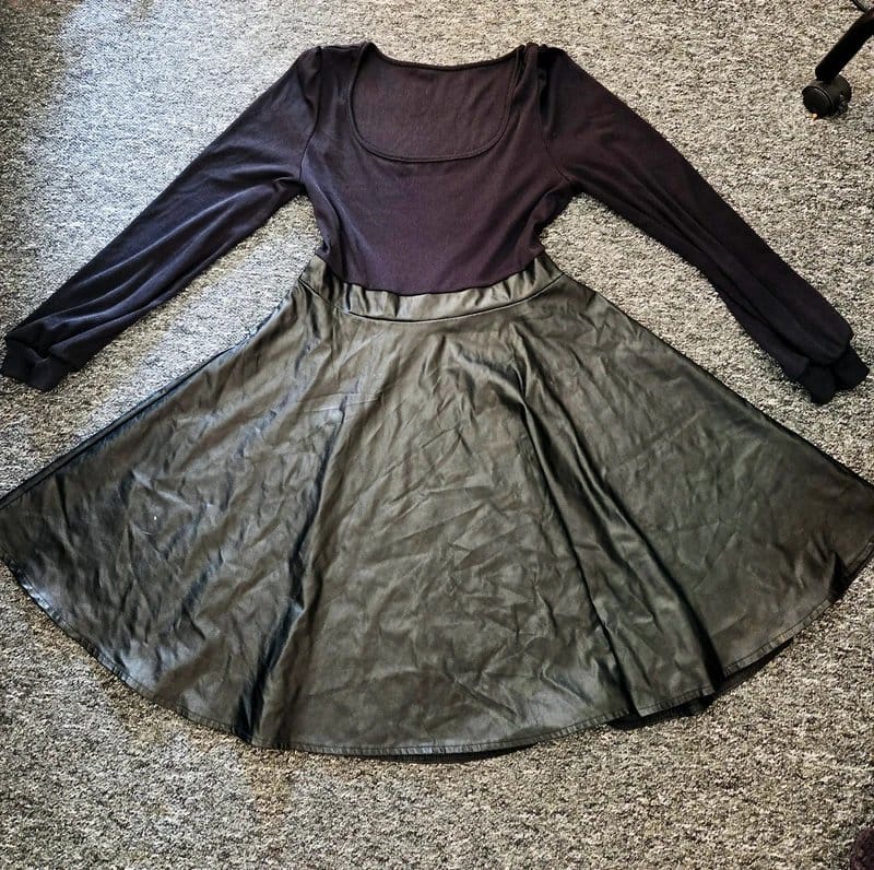 ASOS Black Dress with Leather Skirt