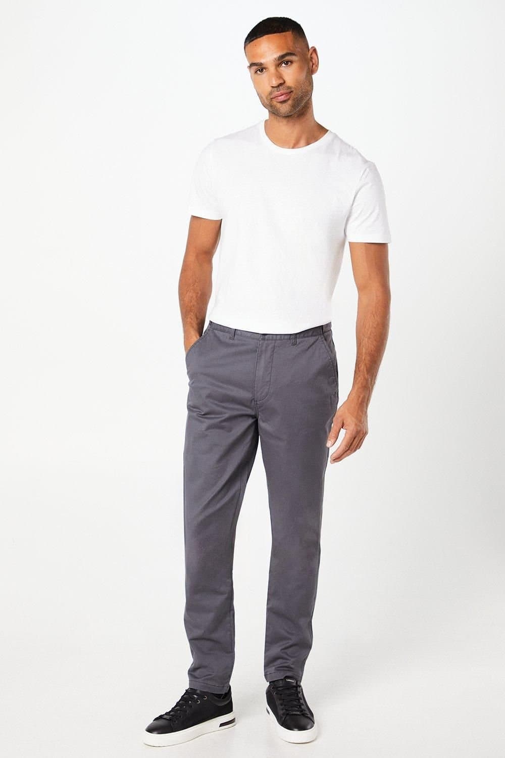 Maine Maine Men's Dark Grey Premium Slim Fit Chino Trousers