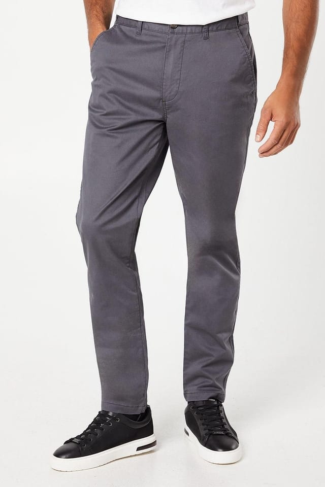 Maine Maine Men's Dark Grey Premium Slim Fit Chino Trousers - 2