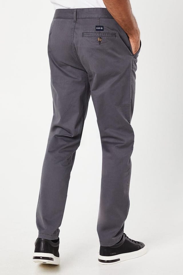 Maine Maine Men's Dark Grey Premium Slim Fit Chino Trousers - 3