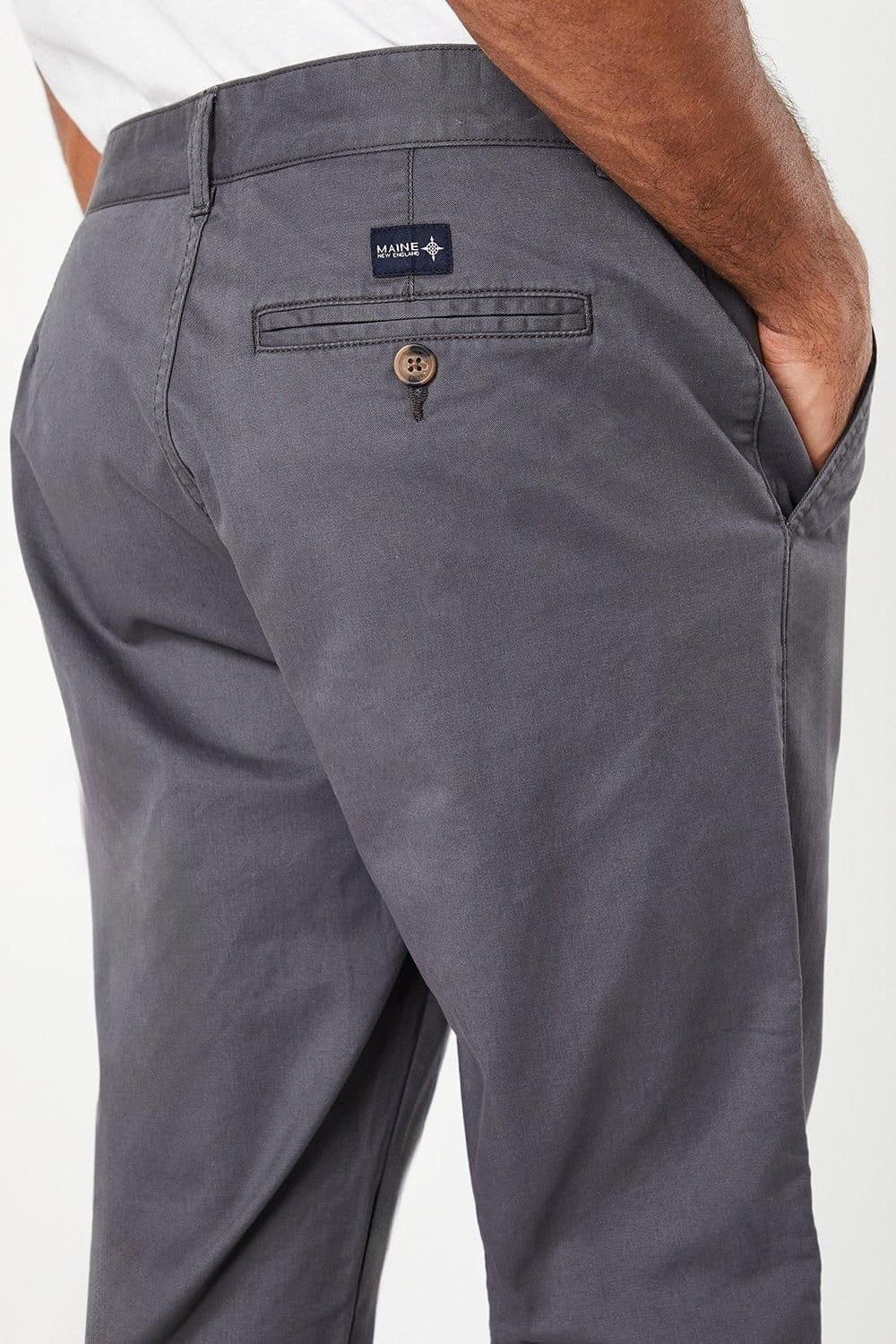 Maine Maine Men's Dark Grey Premium Slim Fit Chino Trousers - 4