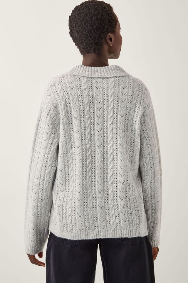 Monsoon Monsoon Women's Bria Bow Cable Knit Cardigan Grey - 2