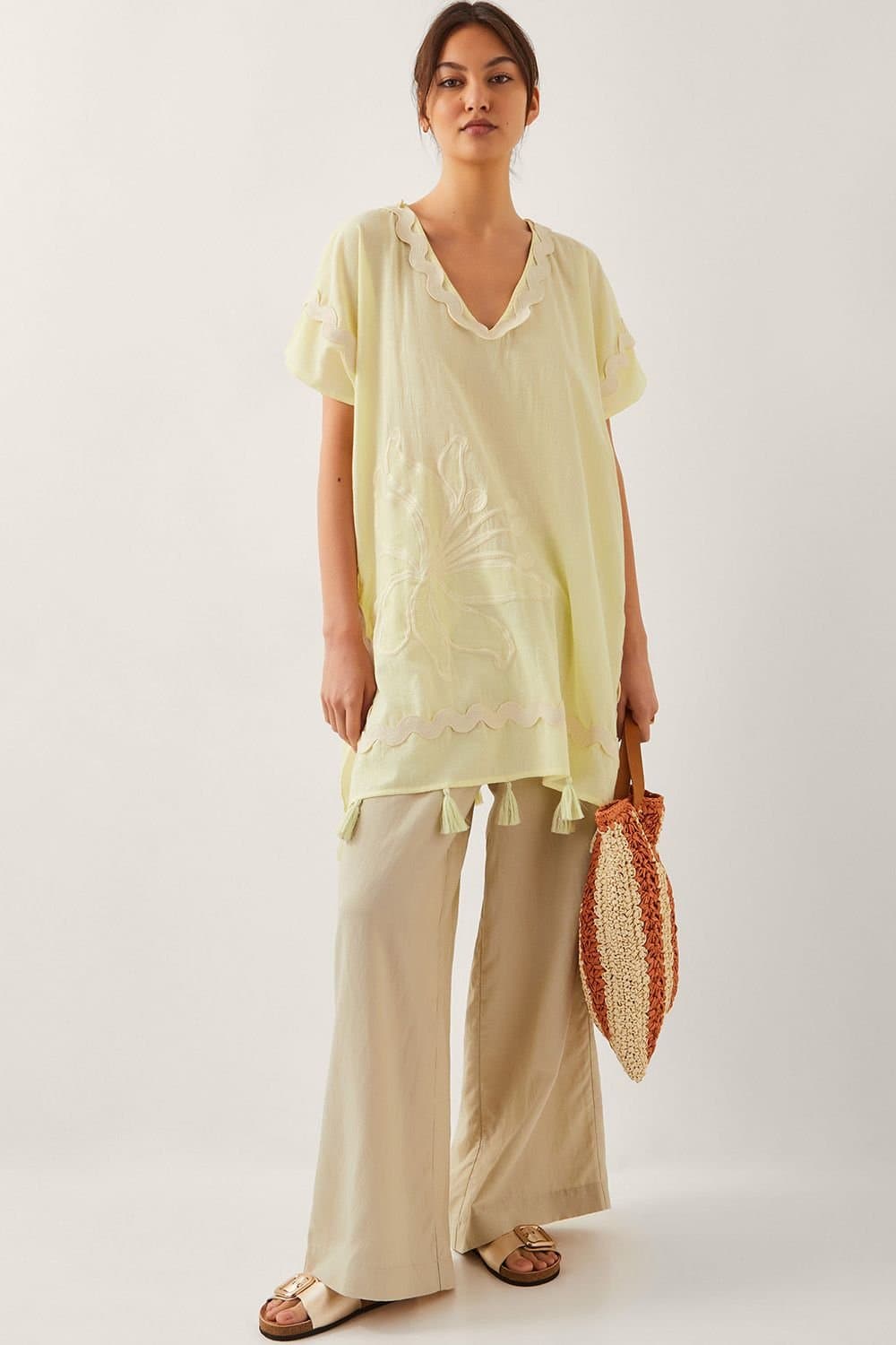 Monsoon Monsoon Women's Suzie Tassel Kaftan Cover Up Yellow