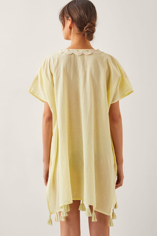 Monsoon Monsoon Women's Suzie Tassel Kaftan Cover Up Yellow - 3