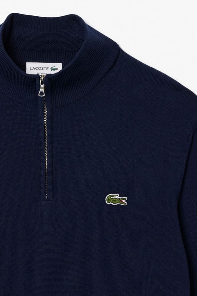 Lacoste Lacoste Men's Quarter Zip Knit Jumper Navy Blue - 2