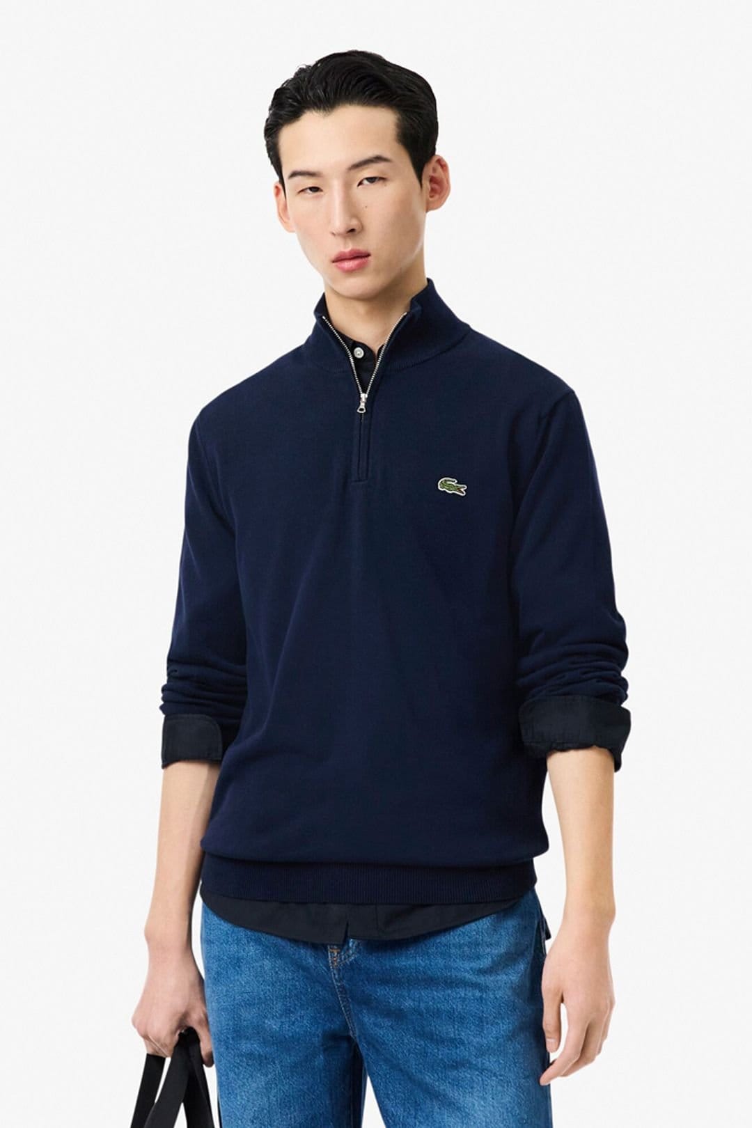 Lacoste Lacoste Men's Quarter Zip Knit Jumper Navy Blue - 4