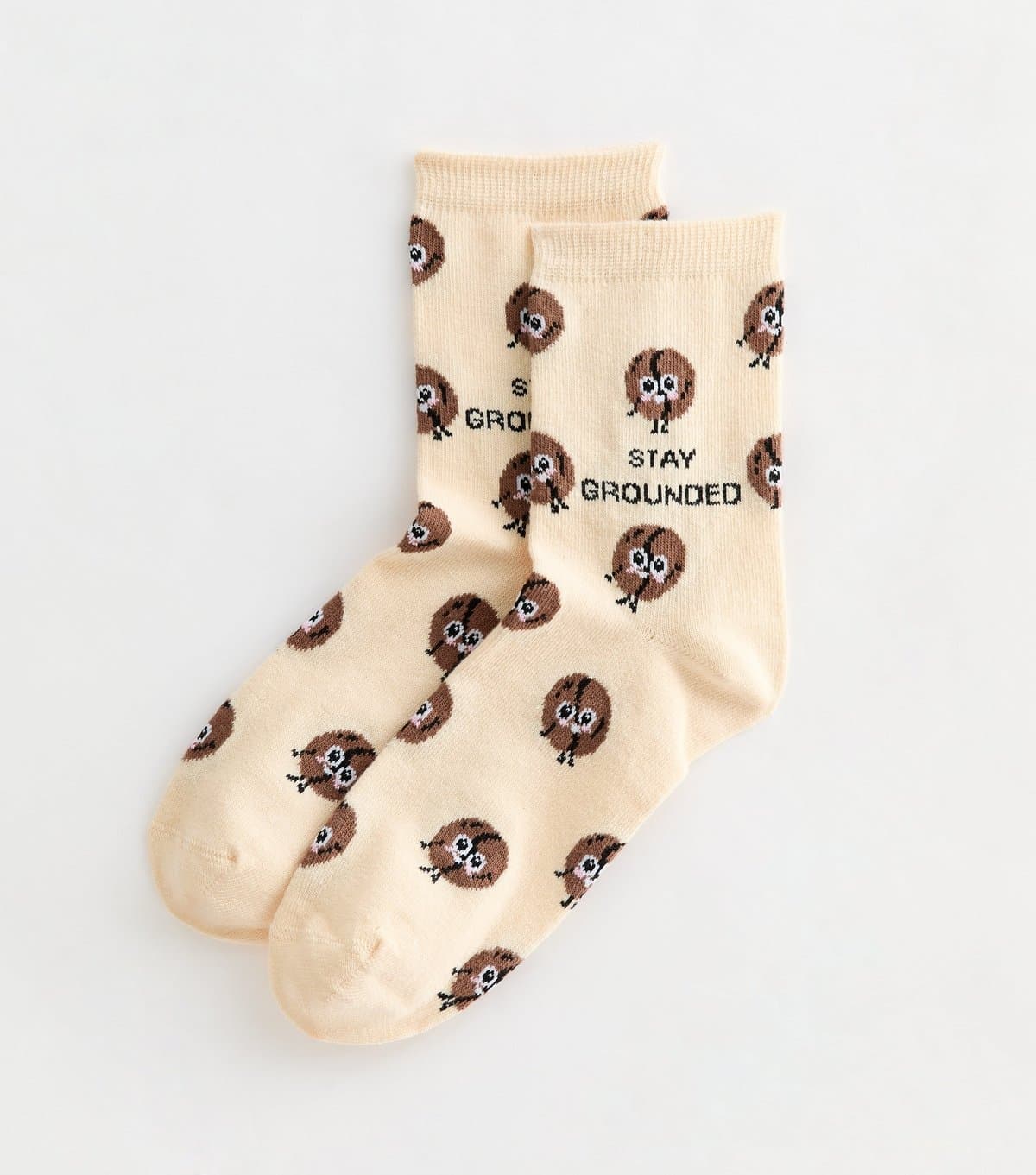 New Look Yellow Coffee Bean Patterned Ankle Socks New Look