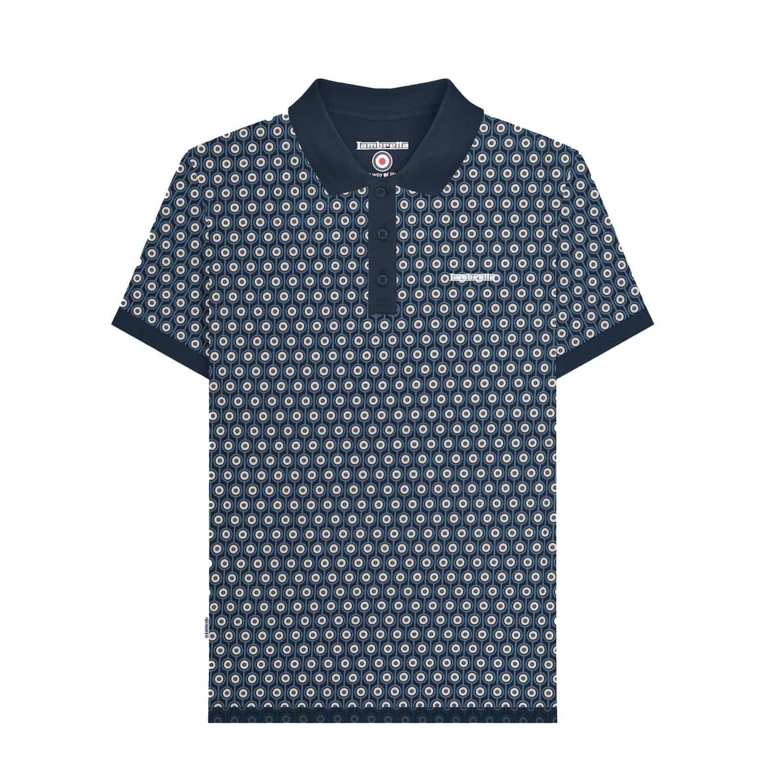 Lambretta Lambretta Men's Roundel Geometric Polo Shirt in Navy