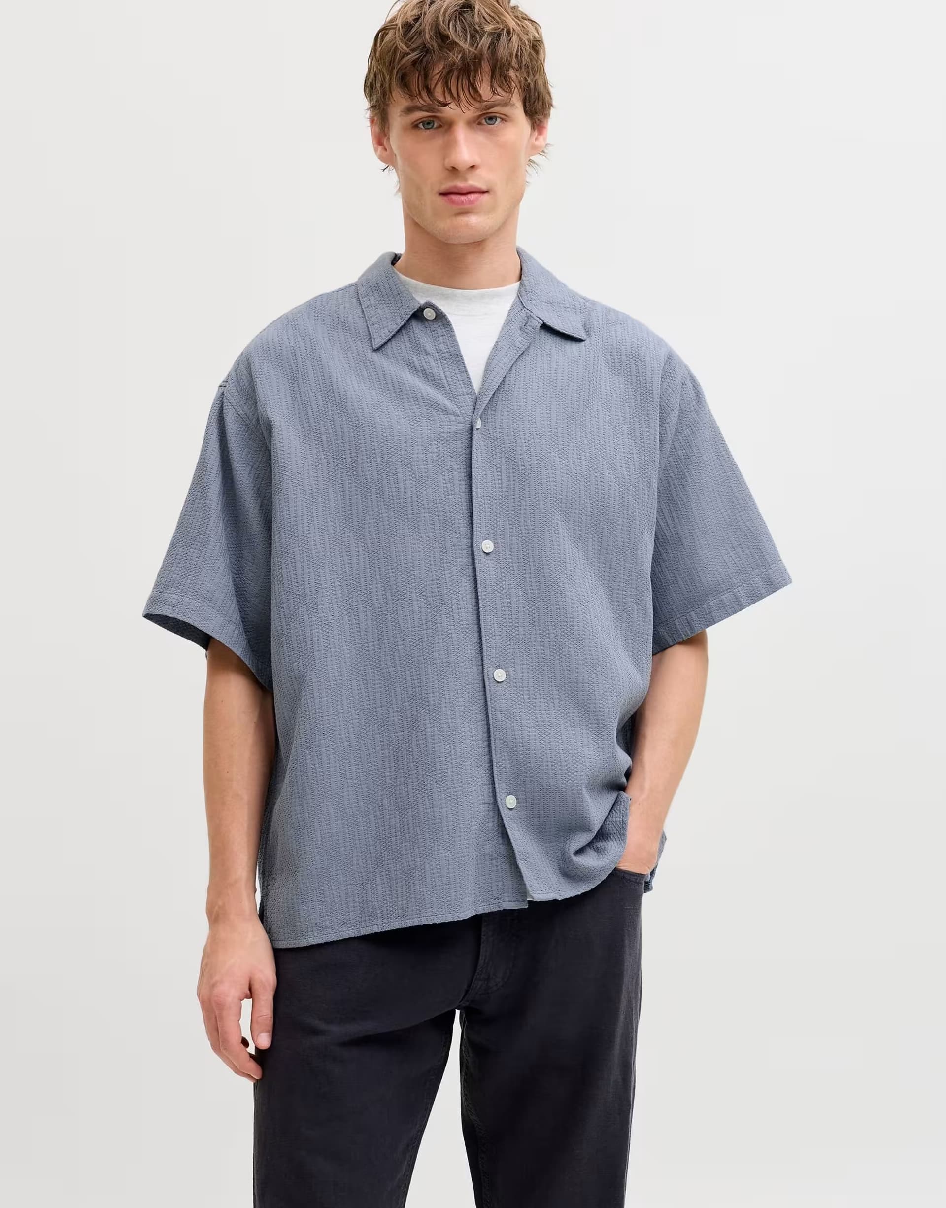 ASOS Jack & Jones Resort shirt in flint stone