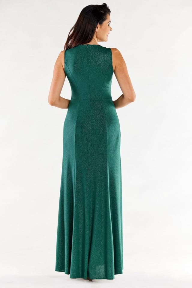 Love Lace Love Lace Women's Poland Made Fitted Long Gown With Front Slits in Green - 3