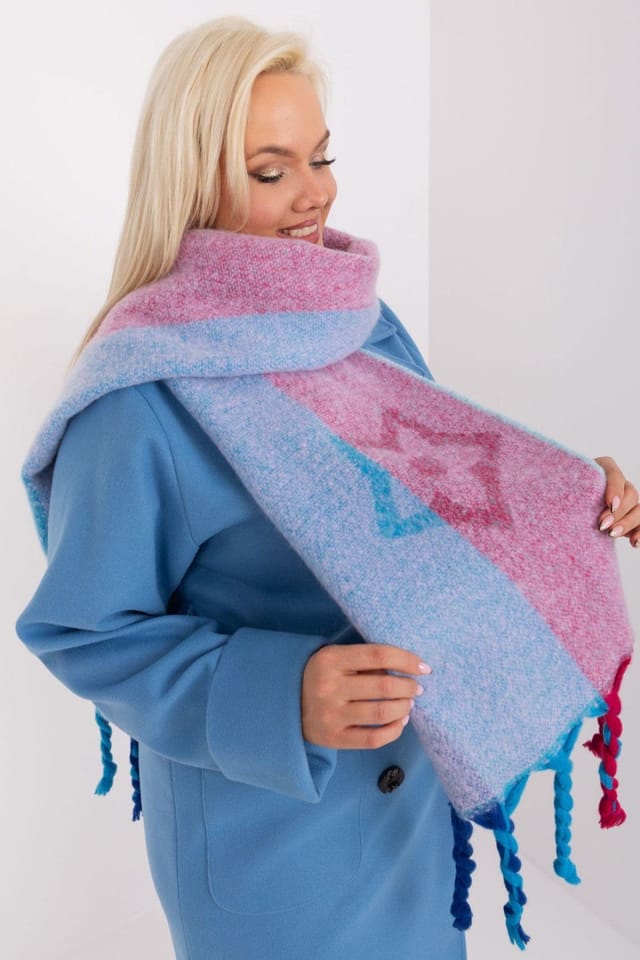 Love Lace Love Lace Women's Long Multicolor Polyester Scarf with Striped Tassels Winter - 2