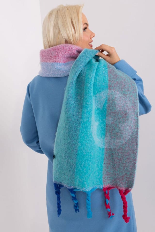 Love Lace Love Lace Women's Long Multicolor Polyester Scarf with Striped Tassels Winter - 3