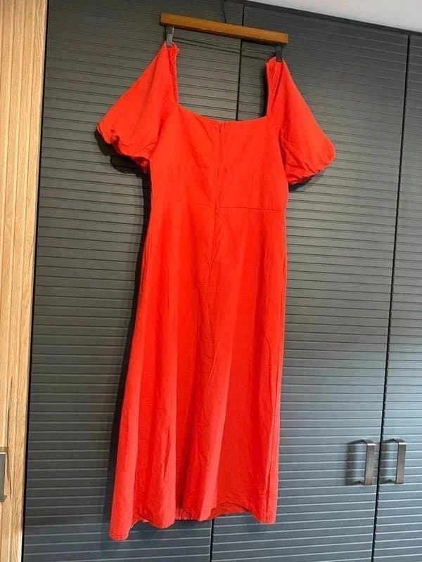 Lipsy Ladies red lipsy dress with puff sleeves size 14