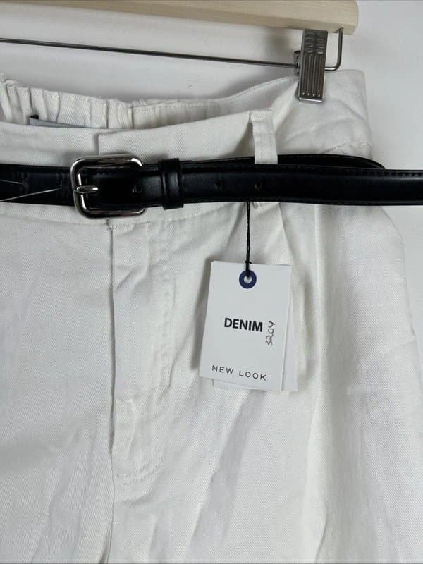 New Look New look - denim belted regular trousers - size 14 - white
