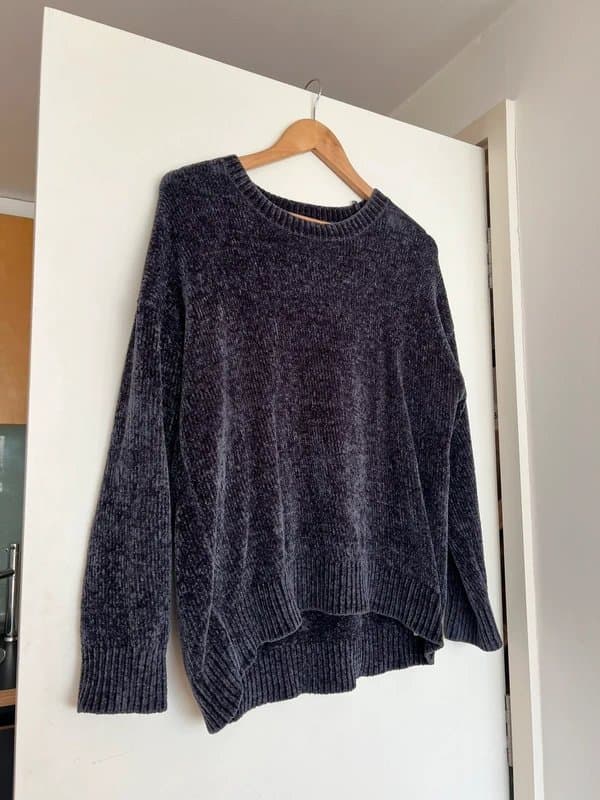 New Look Newlook Grey Crushed Velvet Jumper - M