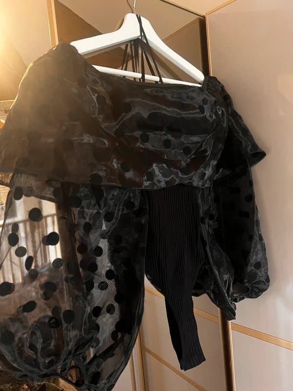 ASOS ASOS luxe off the shoulder balloon sleeve bodysuit