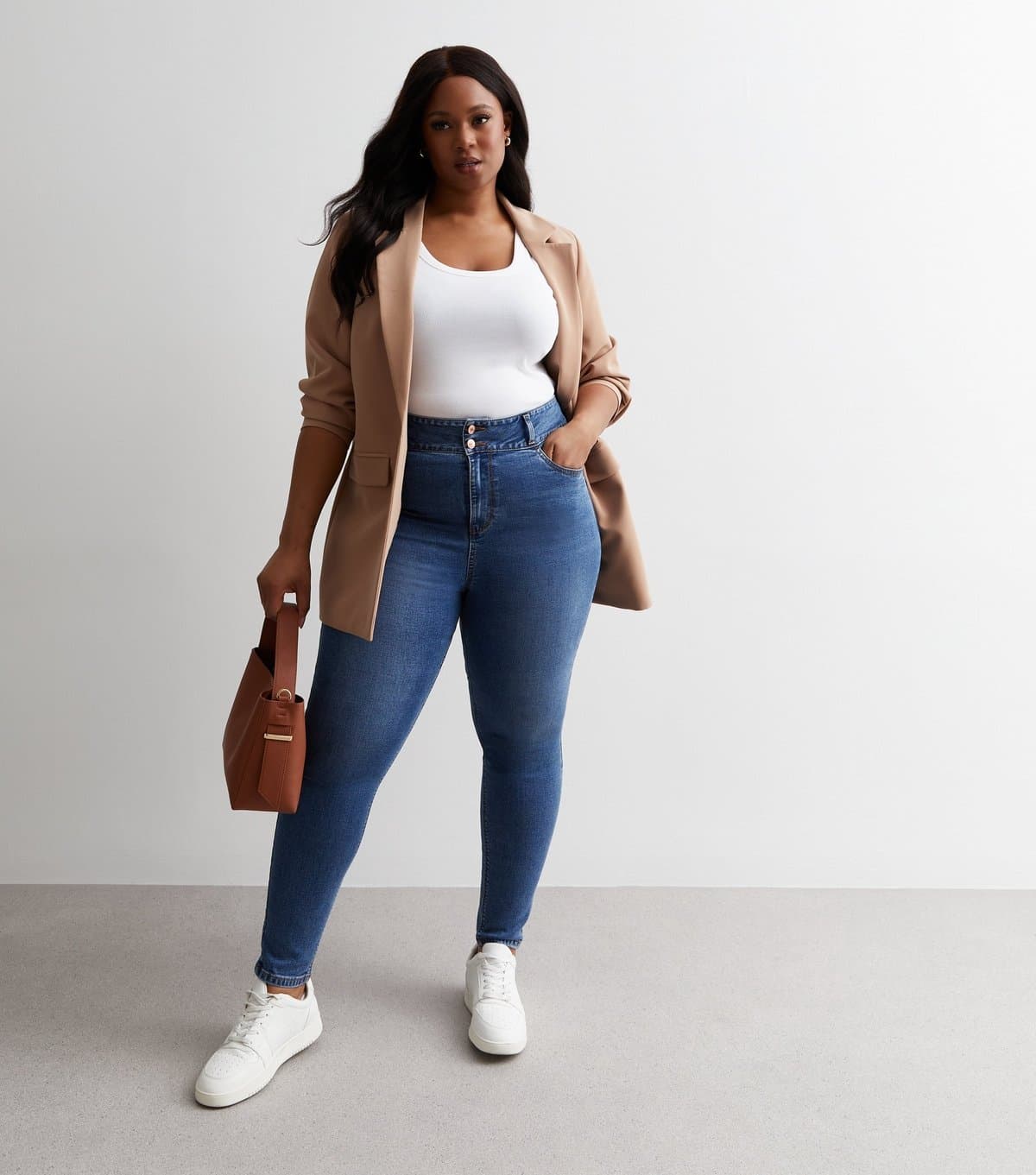 New Look Women's Plus Size Blue Lift & Shape High Waist Yazmin Skinny Jeans Curves New Look