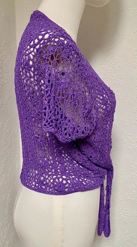 Jacques Vert Purple Lilac Crochet Off-Shoulder Top