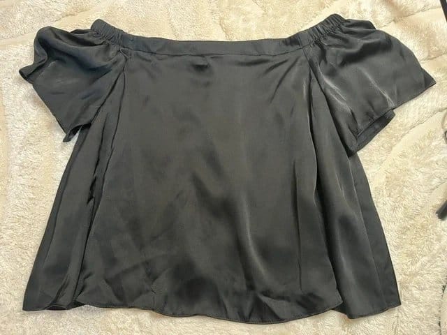 New Look New Look black silk off shoulder top - S12 - 1
