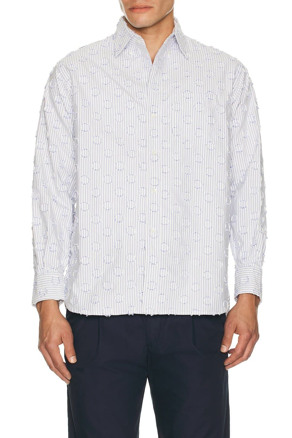 revolve Revolve Blue Stripe Burnout Dot Candy Stripe Shirt