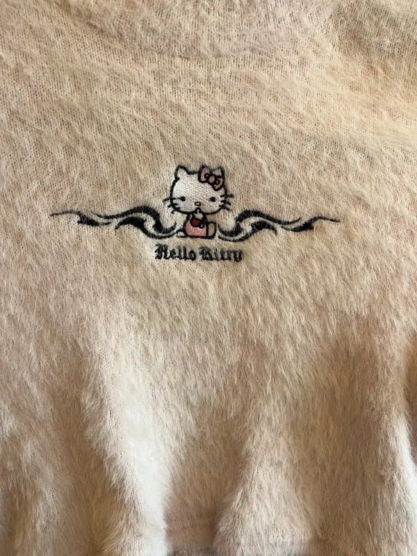 Bershka Fluffy pink Hello Kitty crop top