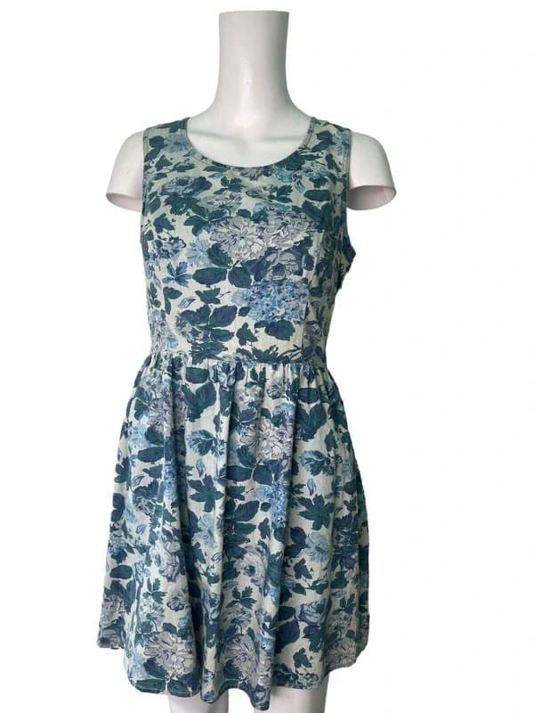 New Look New look petite dress size small 10 blue cotton floral new women's eu38 rrp £23