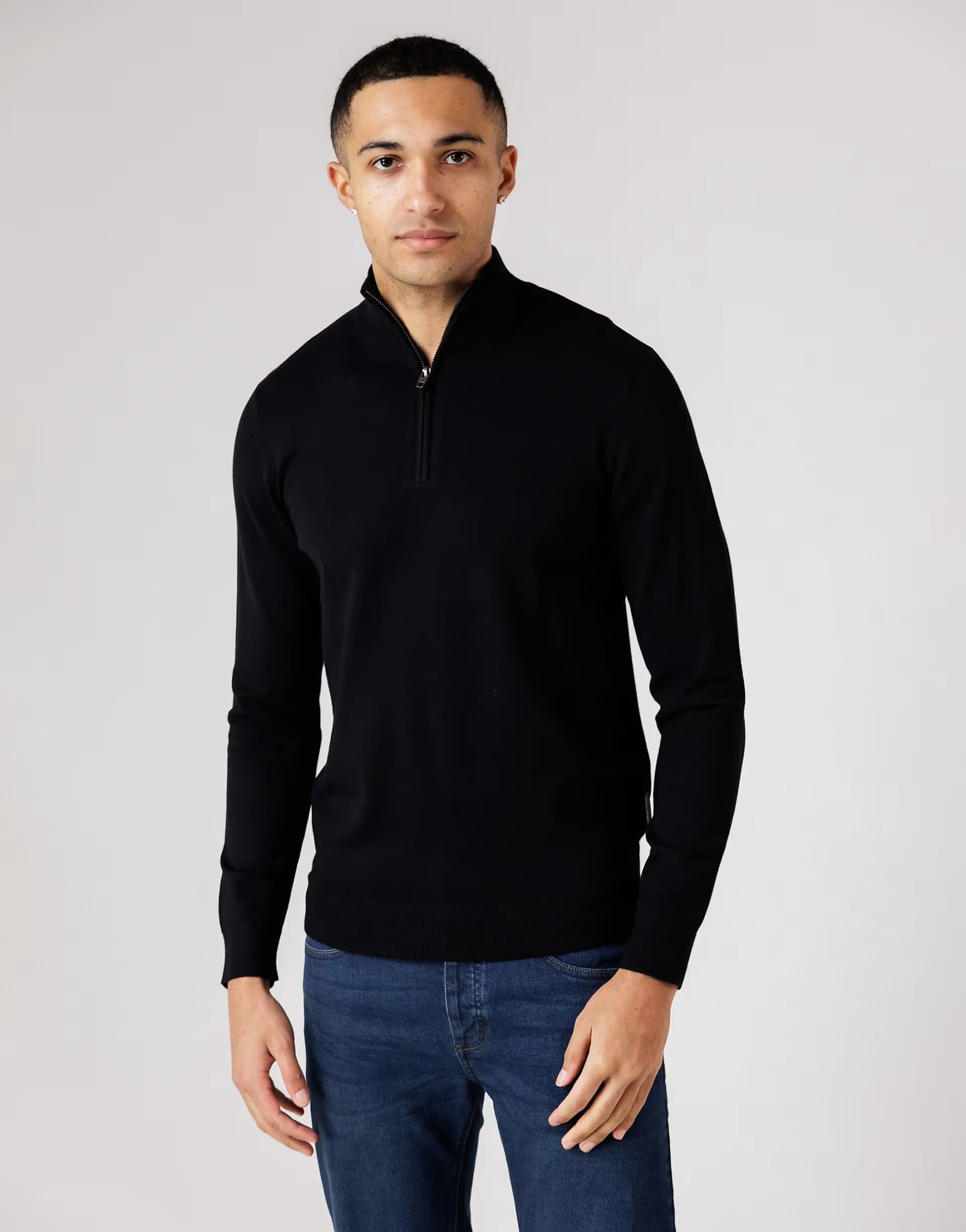 ASOS French Connection 1/2 zip knitted jumper in black