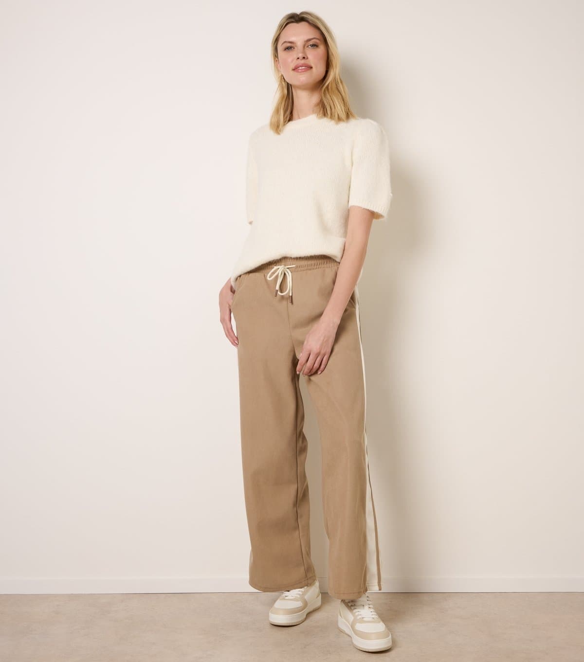 Blue Vanilla Women's Stone Side Stripe Drawstring Trousers Blue Vanilla New Look