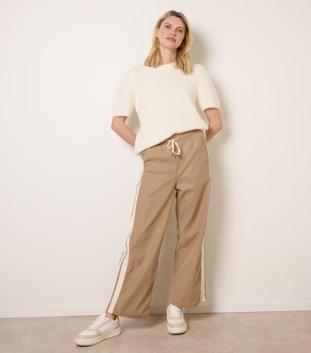 Blue Vanilla Women's Stone Side Stripe Drawstring Trousers Blue Vanilla New Look - 3