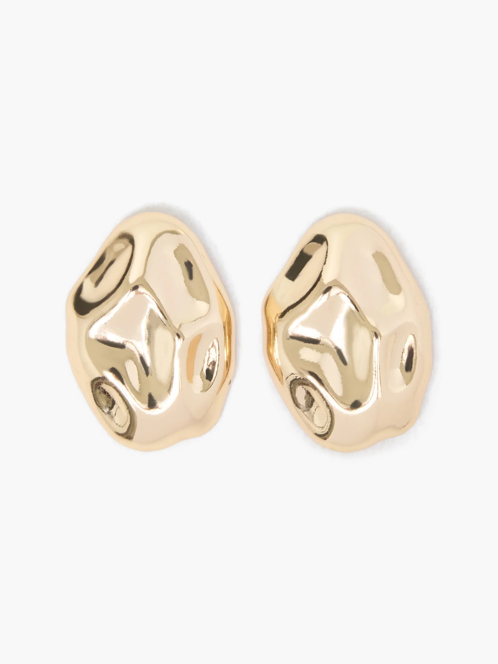 French Connection Molten Pebble Stud Earrings Gold