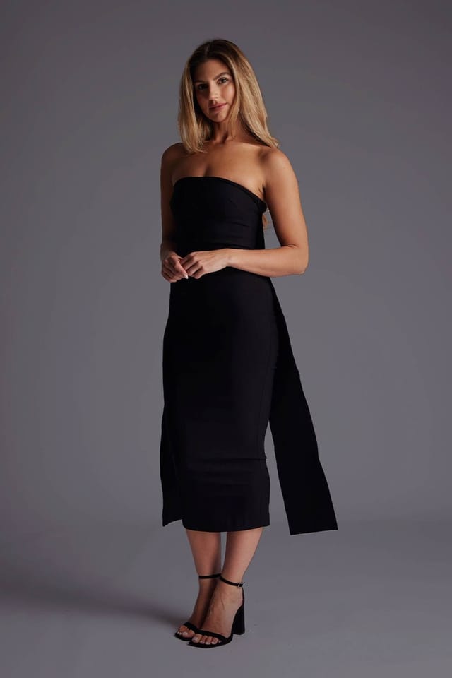 Vesper Vesper Women's Bandeau Bodycon Midaxi Dress in Black - 2