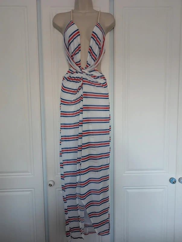 ASOS ASOS twist bust midi dress in stripe size 10
