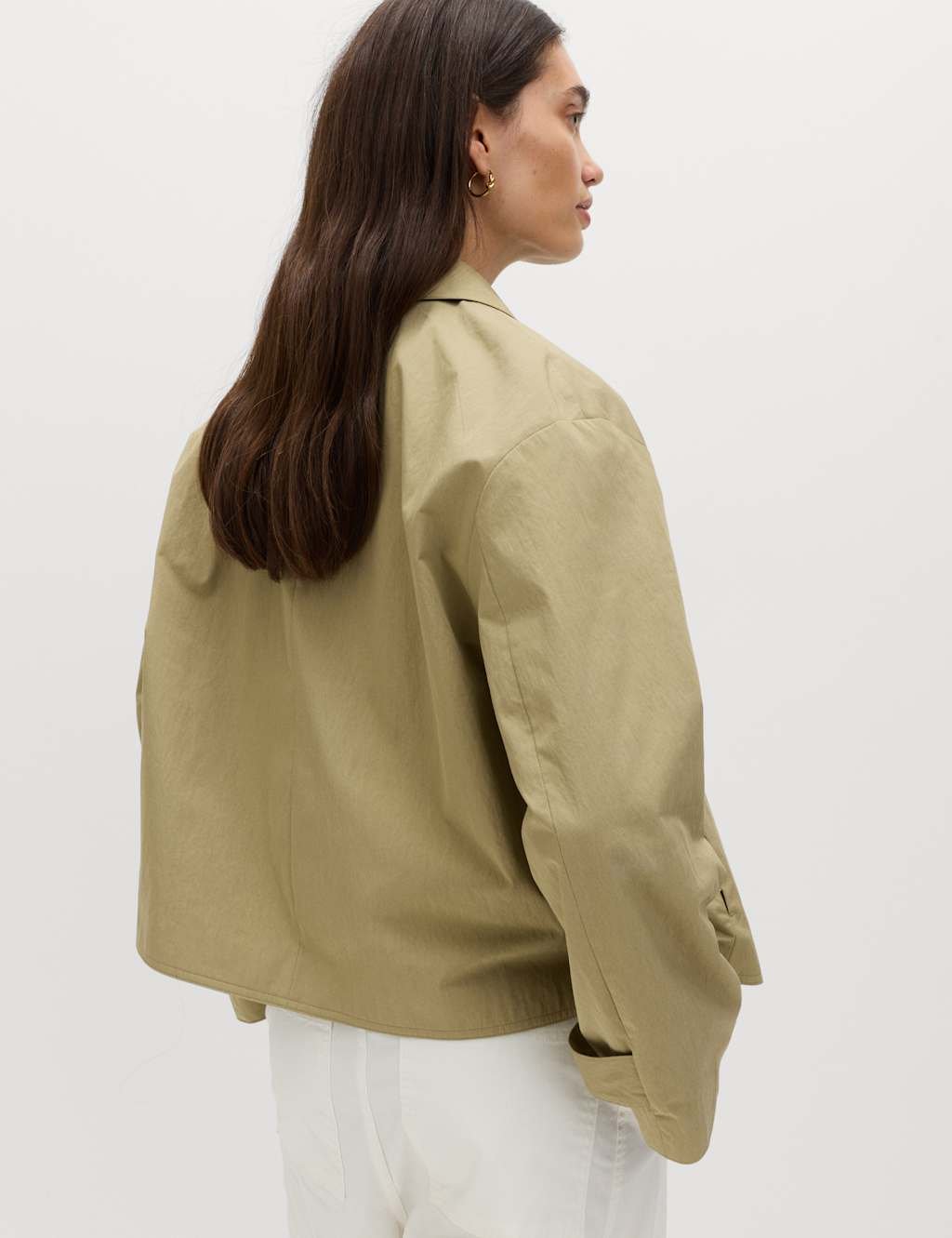 Marks & Spencer M&S Cotton Rich Double Breasted Short Trench Coat Green - 4