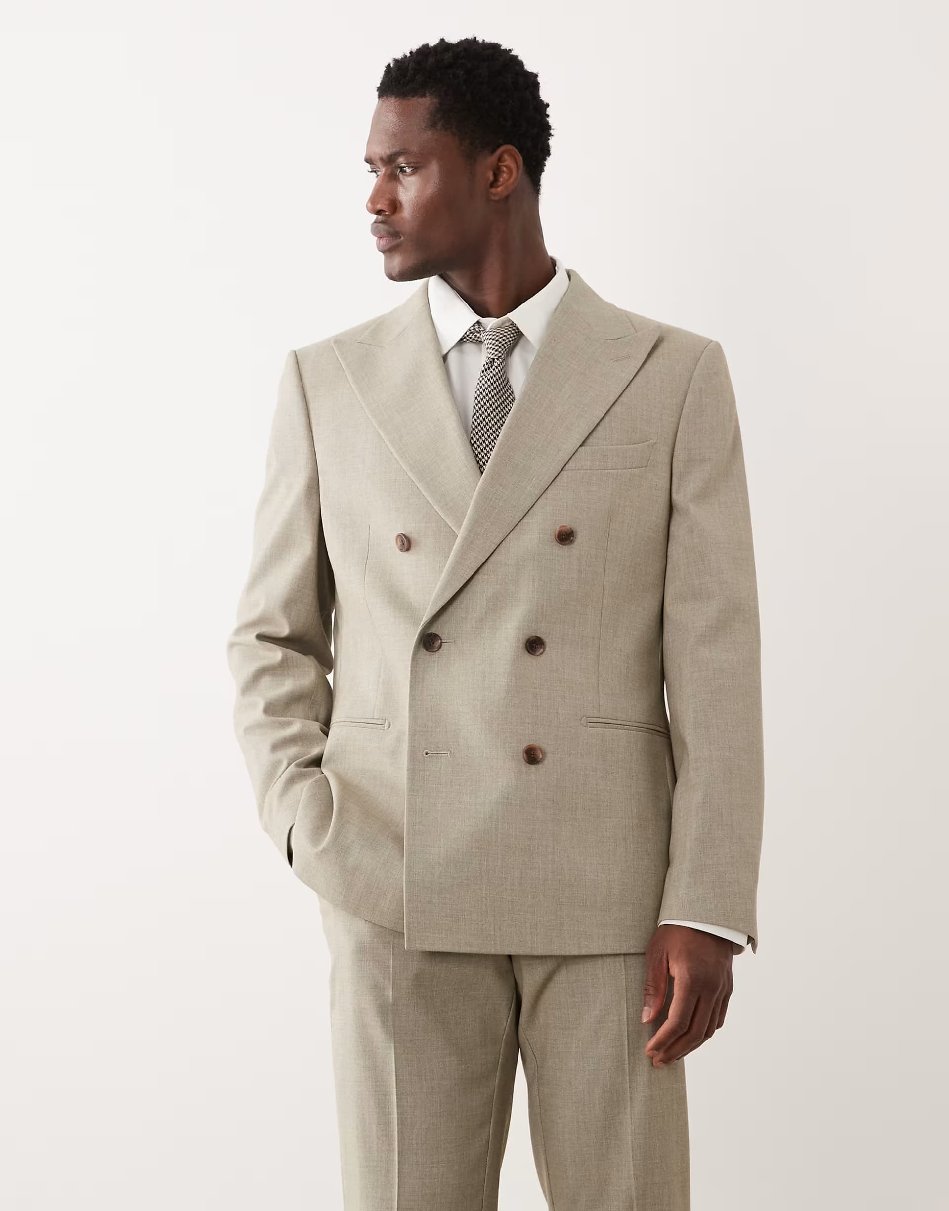 ASOS ASOS DESIGN double breasted slim suit jacket in light green melange