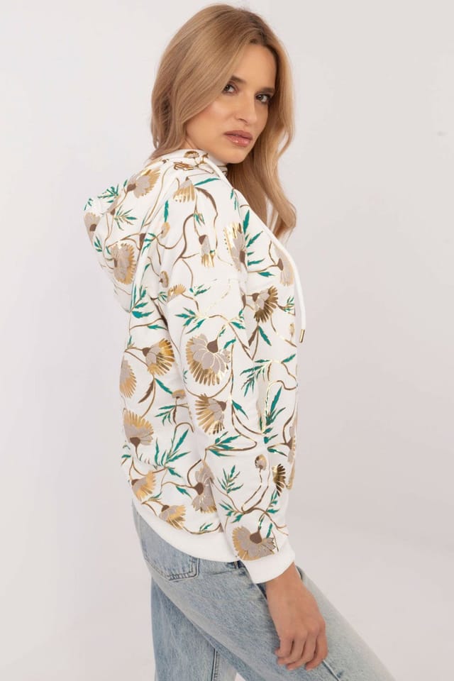 Love Lace Love Lace Women's Colorful Cotton Elastane Hooded Sweatshirt in White - 2