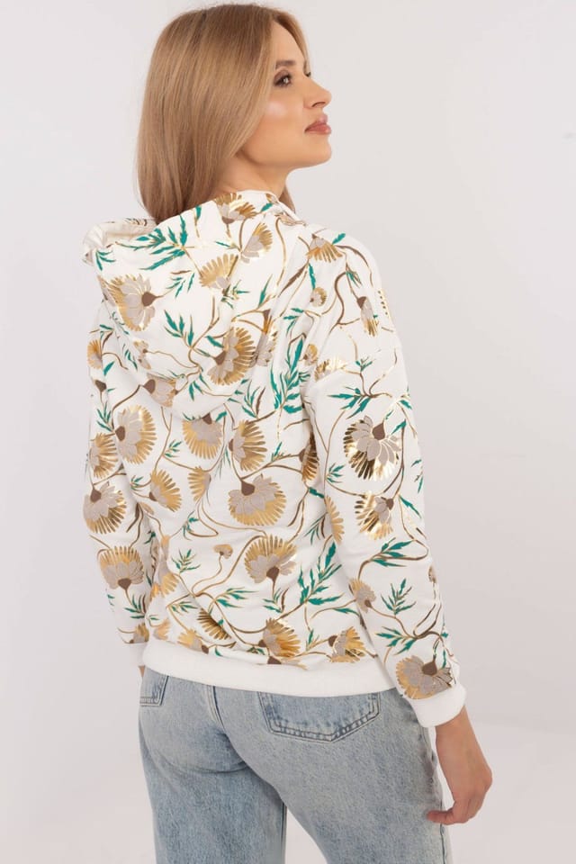 Love Lace Love Lace Women's Colorful Cotton Elastane Hooded Sweatshirt in White - 3