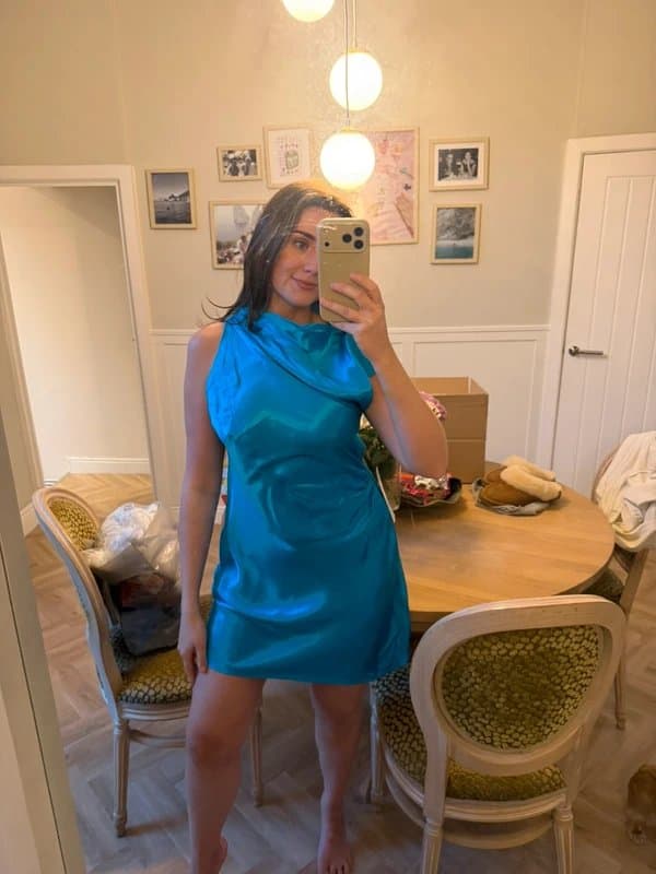 Topshop Blue ruched mini dress