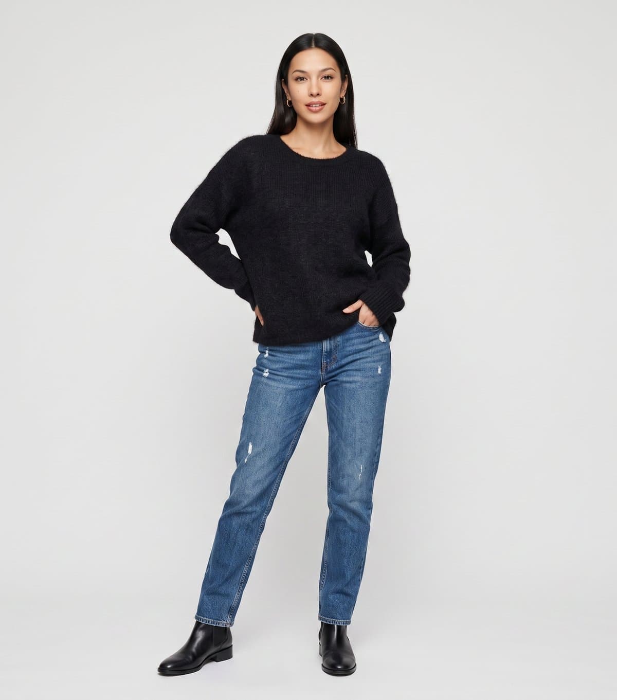 Gini London Women's Black Long Sleeves Button Up Back Jumper Gini London New Look