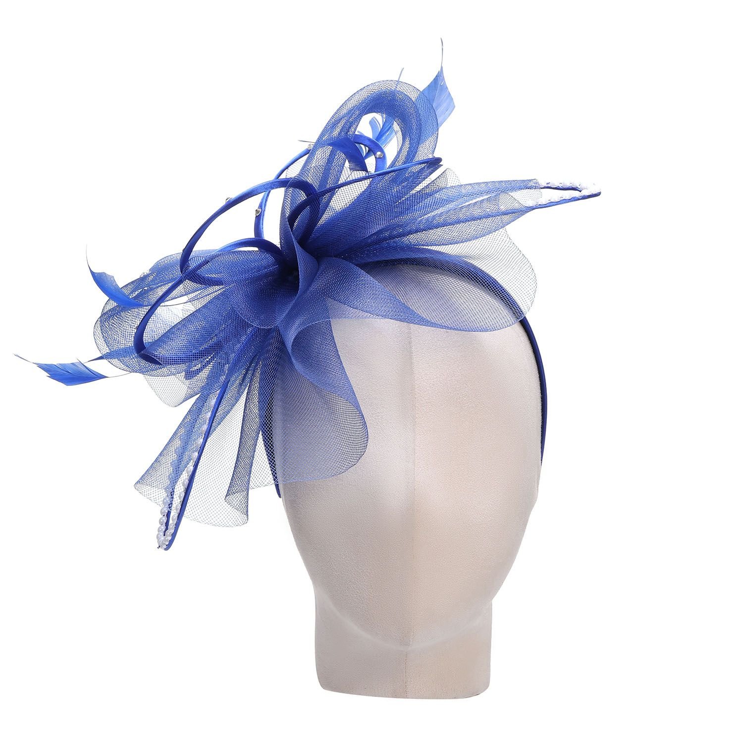 PEACH ACCESSORIES PEACH ACCESSORIES Women's Jewelled Temptation Exquisite Feathered Fascinator in Royal - 2