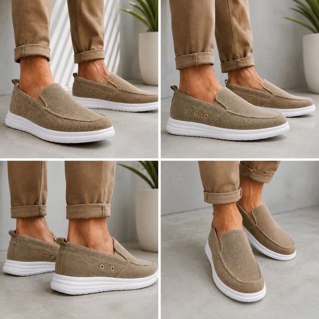 Charles Southwell Charles Southwell Men's Casual Canvas Slip-On Loafers in Beige - 2