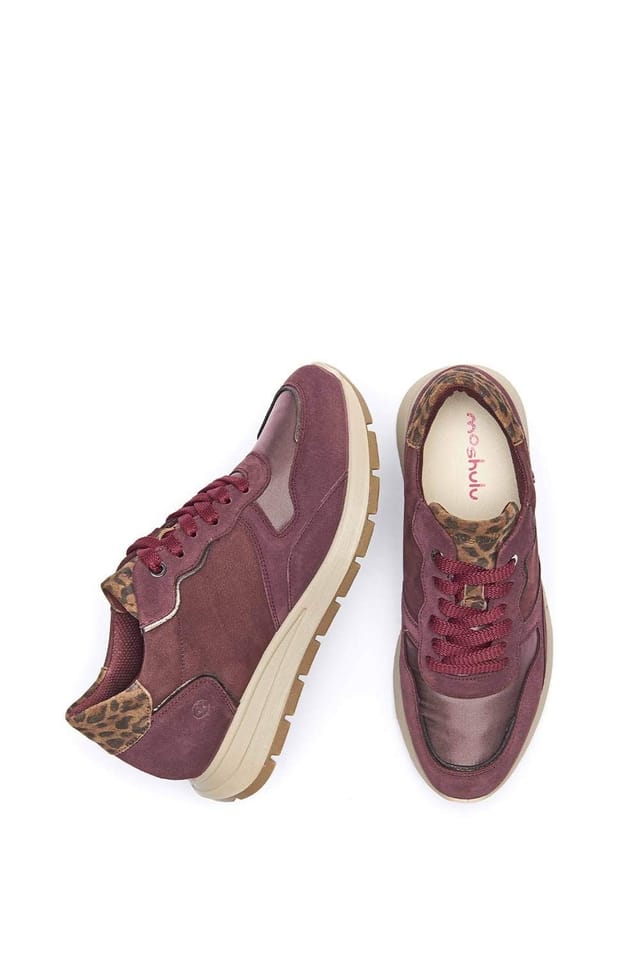 Moshulu Moshulu Women's 'Teresa' Lace Up Mesh Panel Trainers in Dark Red - 2