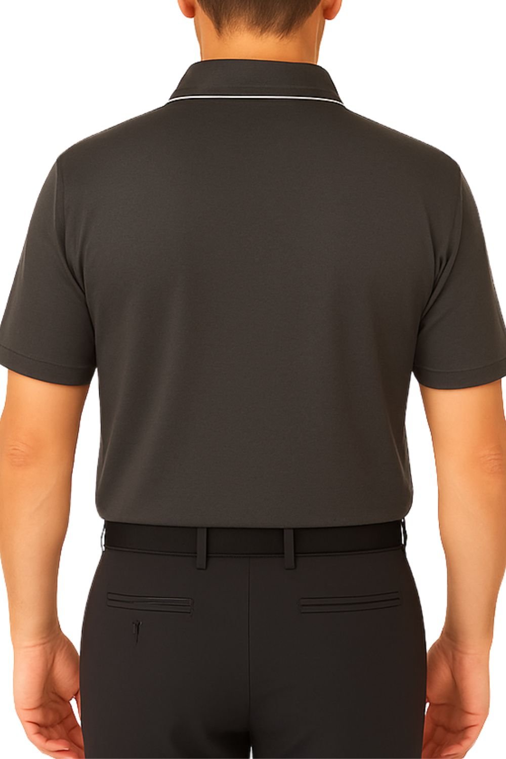 Under Par Under Par Men's UV Protection Stretch Waffle Knit Golf Polo Shirt in Charcoal - 3